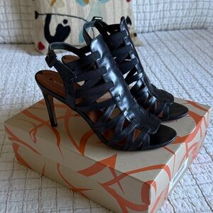 Via Spiga Black Cutout Cage Heels